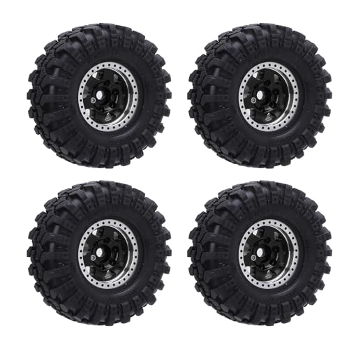 Yctze 4pcs Aluminiumlegierung Ovale Radnaben mit Gummireifen für /24 -Skala -Kletterautos Leichtes und Design (Black) von Yctze