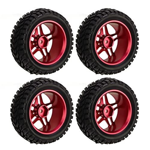 Yctze 4pcs RC -Auto -Reifen Set /10 Aluminiumlegierung Hub mit 5 Poke Gummirädern für Einen Einfachen Ersatz (Rot) von Yctze