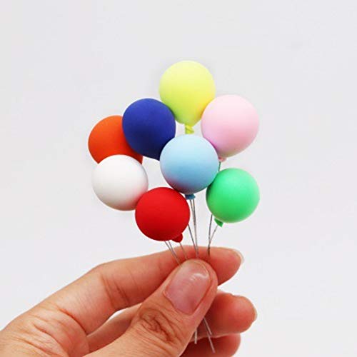 Yctze 8 Stück Miniatur-Luftballons aus Kunststoff für Puppenhaus 1:12, Partyhüte, Fast-Food-Kuchenaufsätze und Dekorationen, Perfekt für Garten, Hausdekoration und Kunststücke von Yctze