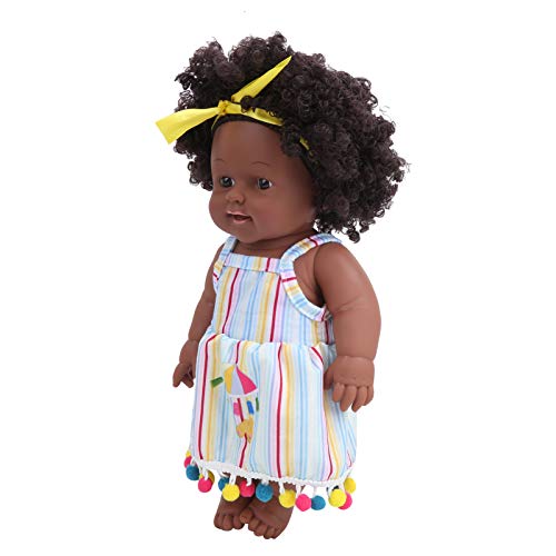 Yctze Exquisites 11,8 -Zoll -afrikanische Mädchenpuppe mit Lockigem Haar Kindergeschenk mit Kleid, Sicher, Flexibel und für die Fotografie (Q12-034 Buntes Ballfarbe Rock) von Yctze