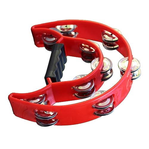 Yctze Großes Hand Tamburin -Percussion -Instrument mit Doppelreihen -Metall -Gles Für Kindermusikausbildung und F -Aktivitäten - K E (Rot) von Yctze