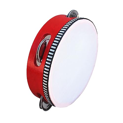 Yctze Holztamburin mit Glocken Leichten Handheld für Kinder und Erwachsene Bildungsmusikinstrument (6 Zoll rot) von Yctze