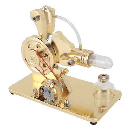 Yctze Stirling Motormotormodell mit Farbenfrohen LED - Elektrizitätsgenerator Spielzeug für und Erwachsene, Sichere Lernerfahrung (Gold) von Yctze