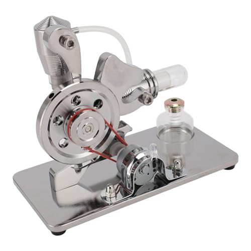 Yctze Stirling Motormotormodell mit Farbenfrohen LED - Elektrizitätsgenerator Spielzeug für und Erwachsene, Sichere Lernerfahrung (Silver) von Yctze