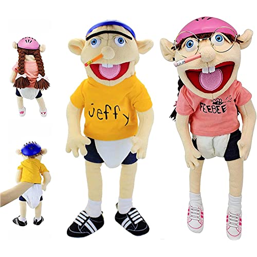 Jeffy Puppet and His Sister Feebee Puppet Plüschtier Puppe, Mischievous Lustige Puppets Spielzeug Handpuppe mit Arbeitsmund für Spielhaus, Geburtstag Weihnachten Halloween Party Geschenk für Kinder von Ycxydr