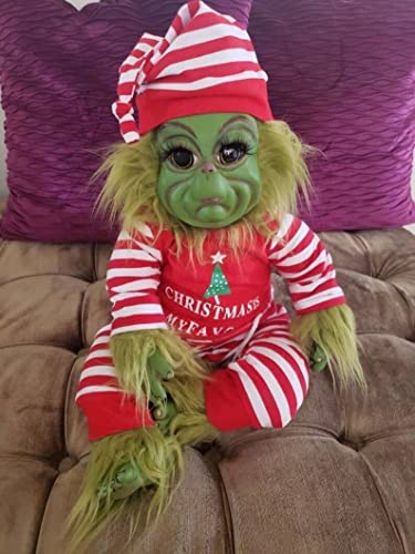 Weihnachten Grinch Puppe, 20cm Christmas Grinch Baby Gefüllte Plüschtier, 2ifelike Grinch Puppe Weihnachten Niedlich Puppe Spielzeug Xmas Geschenke für Kinder (Männliche Puppe) von Ycxydr