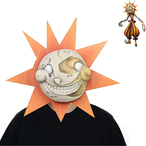 Ycxydr Sundrop Maske, FNAF Security Breach Sundrop Cosplay Latex Maske, Horror Spiel Sonne und Mond Clown Gesichtsmaske für Halloween von Ycxydr
