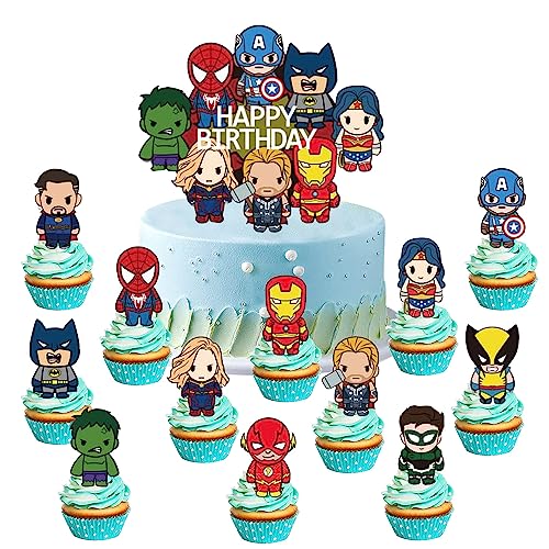 13 Stücke Superhelden Tortendeko, Figuren, Muffin Deko Cupcake Toppers Set, Dekoration für Geburtstag, Mädchen Jungen Kinder 13 Stücke Superhelden Tortendeko, Figuren, Muffin Deko Cupcake Toppers Set, Dekoration für Geburtstag, Mädchen Jungen Kinder von YeahBoom