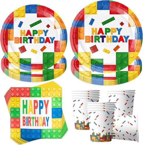 50 Stück Baustein Partygeschirr Set,Baustein Geburtstagsparty Papiergeschirr,Partygeschirr Kindergeburtstag,Geburtstag Party Geschirr Set für 10 Gäste 50 Stück Baustein Partygeschirr Set,Baustein Geburtstagsparty Papiergeschirr,Partygeschirr Kindergeburtstag,Geburtstag Party Geschirr Set für 10 Gäste von YeahBoom