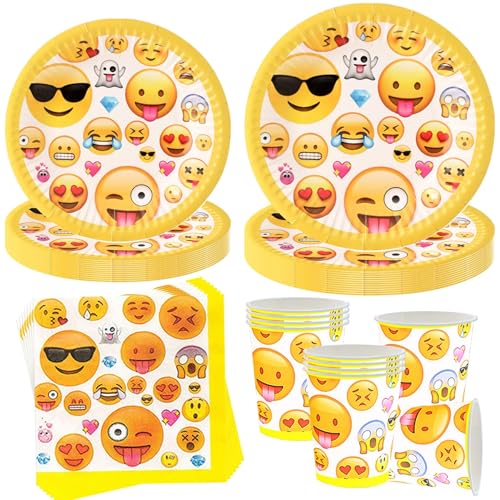 50 Stück Emoji Partygeschirr Set,Geburtstag Party Geschirr Set,Deko Partyzubehör Pappteller Set,Partygeschirr Kindergeburtstag,Mit Teller Becher Servietten,Party Geschirr für 10 Gäste 50 Stück Emoji Partygeschirr Set,Geburtstag Party Geschirr Set,Deko Partyzubehör Pappteller Set,Partygeschirr Kindergeburtstag,Mit Teller Becher Servietten,Party Geschirr für 10 Gäste von YeahBoom