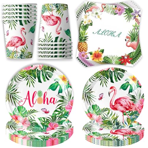 50 Stück Flamingo Partygeschirr Set,Partygeschirr Hawaii,Geburtstagsdeko Mädchen Flamingo,Pappteller Kindergeburtstag mit Flamingo,Kindergeburtstag Mädchen Junge für 10 Gäste von YeahBoom