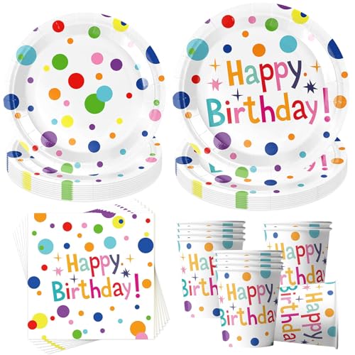 50 Stück Partygeschirr Set,Bunt Polka Dot Design Pappteller Kindergeburtstag,Thema Partygeschirr Set,Mit Teller Becher Servietten,Kindergeburtstag Mädchen Junge für 10 Gäste 50 Stück Partygeschirr Set,Bunt Polka Dot Design Pappteller Kindergeburtstag,Thema Partygeschirr Set,Mit Teller Becher Servietten,Kindergeburtstag Mädchen Junge für 10 Gäste von YeahBoom