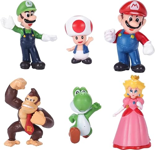 6 Stück Tortendeko Geburtstag, Cupcake Deko, Super Cartoon Kindergeburtstag Party Kuchen Deko, Geeignet für Babyparty, Figuren-Set (6 Packungen) von YeahBoom