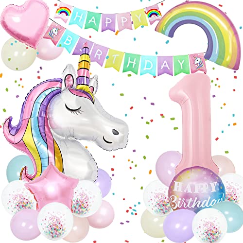 Einhorn Geburtstagsdeko,3D Einhorn Luftballon,Riesen Folienballon Macaron 1,Einhorn Folienballon Set mit Happy Birthday Banner,Rainbow Cloud Balloons für Mädchen Geburtstags Festival Dekoration Einhorn Geburtstagsdeko,3D Einhorn Luftballon,Riesen Folienballon Macaron 1,Einhorn Folienballon Set mit Happy Birthday Banner,Rainbow Cloud Balloons für Mädchen Geburtstags Festival Dekoration von YeahBoom