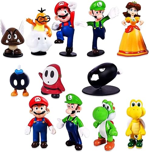 12 Stück Tortenfiguren, Geburtstag Deko, Cupcake Deko, Super Tortendeko Cartoon, Kindergeburtstag Party Kuchen, Geeignet für Babyparty, Figuren-Set (12 Packungen) von YeahBoom