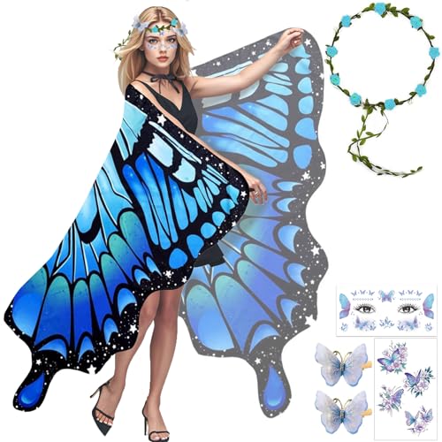 Schmetterling Kostüm Damen,Schmetterlingsflügel Erwachsene,Schmetterling Umhang Damen,Karneval Kostüm Damen,Schmetterling Kostüm Erwachsene,Schmetterling Haarreif,Kostüm Schmetterling Damen von YeahBoom
