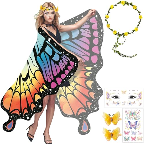 Schmetterling Kostüm Damen,Schmetterlingsflügel Erwachsene,Schmetterling Umhang Damen,Karneval Kostüm Damen,Schmetterling Kostüm Erwachsene,Schmetterling Haarreif,Kostüm Schmetterling Damen von YeahBoom