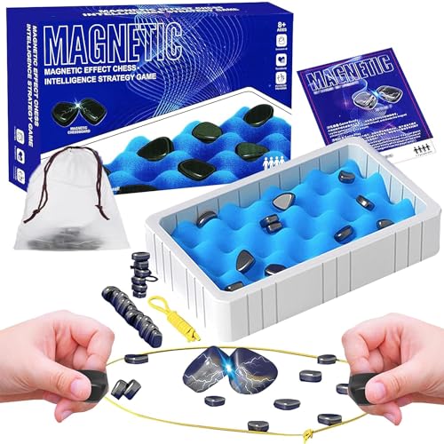 Tisch Magnetspiel,Magnetic Schachspiel,Magnetisches Stein-Brettspiel,Schachbrett Magnetisch,Puzzle Checkers Spiel,Tragbares Pädagogisches Schachbrett für Familientreffen,Kinder und Erwachsene von YeahBoom