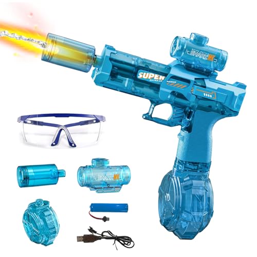 Wasserpistole Elektrisch, Automatische Wasserpistole mit Großer Kapazität, Reichweite 28-32 Fuß, Elektrische Wasserpistole Mit Blitz Effekten, Für Kinder,Erwachsene Strandpool Wasserspaß Spielzeug von YeahBoom