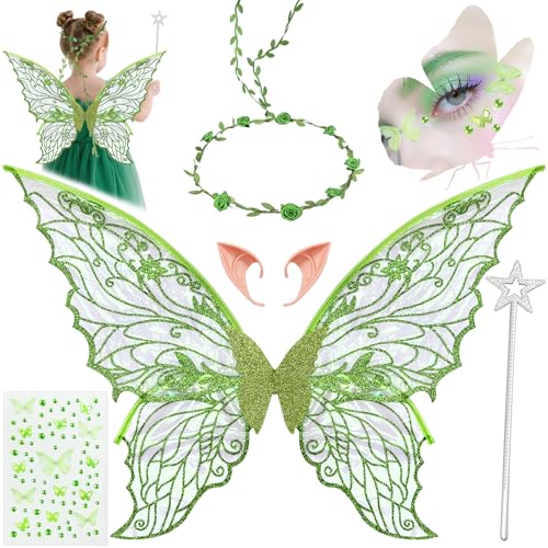 YeahBoom Feenflügel Kostüm,Schmetterlingsflügel mit Elfenöhren,Fee Stirnband und Sterne Feenstäbe,Schmetterlingsflügel,Prinzessinnenflügel,Flügel Kostüm für Fasching oder Feen-Mottopartys YeahBoom Feenflügel Kostüm,Schmetterlingsflügel mit Elfenöhren,Fee Stirnband und Sterne Feenstäbe,Schmetterlingsflügel,Prinzessinnenflügel,Flügel Kostüm für Fasching oder Feen-Mottopartys von YeahBoom
