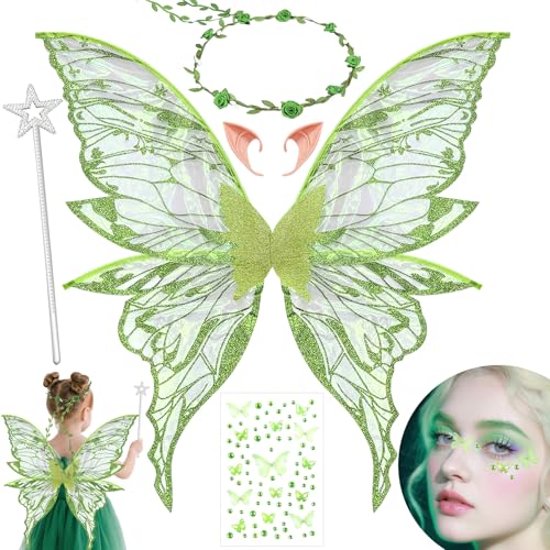 YeahBoom Feenflügel Kostüm,Schmetterlingsflügel mit Elfenöhren,Fee Stirnband und Sterne Feenstäbe,Schmetterlingsflügel,Prinzessinnenflügel,Flügel Kostüm für Fasching oder Feen-Mottopartys YeahBoom Feenflügel Kostüm,Schmetterlingsflügel mit Elfenöhren,Fee Stirnband und Sterne Feenstäbe,Schmetterlingsflügel,Prinzessinnenflügel,Flügel Kostüm für Fasching oder Feen-Mottopartys von YeahBoom