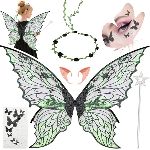 YeahBoom Feenflügel Kostüm,Schmetterlingsflügel mit Elfenöhren,Fee Stirnband und Sterne Feenstäbe,Schmetterlingsflügel,Prinzessinnenflügel,Flügel Kostüm für Fasching oder Feen-Mottopartys YeahBoom Feenflügel Kostüm,Schmetterlingsflügel mit Elfenöhren,Fee Stirnband und Sterne Feenstäbe,Schmetterlingsflügel,Prinzessinnenflügel,Flügel Kostüm für Fasching oder Feen-Mottopartys von YeahBoom