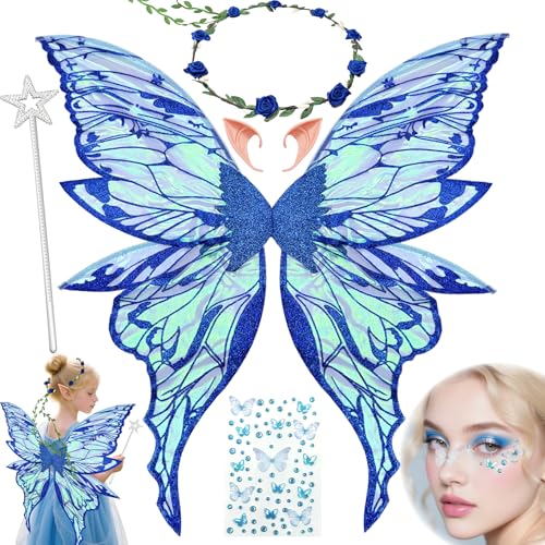 YeahBoom Feenflügel Kostüm,Schmetterlingsflügel mit Elfenöhren,Fee Stirnband und Sterne Feenstäbe,Schmetterlingsflügel,Prinzessinnenflügel,Flügel Kostüm für Fasching oder Feen-Mottopartys YeahBoom Feenflügel Kostüm,Schmetterlingsflügel mit Elfenöhren,Fee Stirnband und Sterne Feenstäbe,Schmetterlingsflügel,Prinzessinnenflügel,Flügel Kostüm für Fasching oder Feen-Mottopartys von YeahBoom