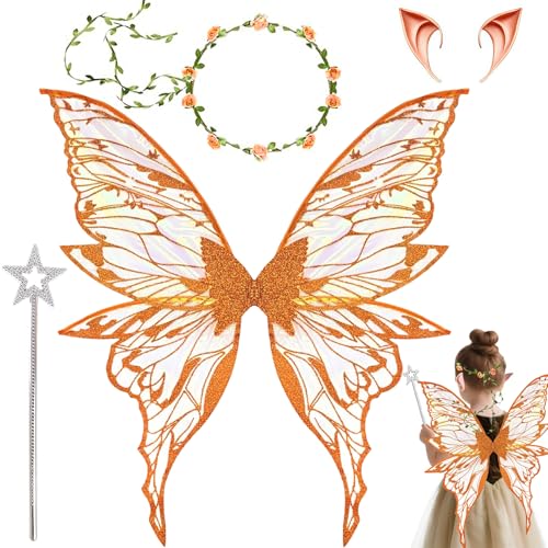 YeahBoom Feenflügel Kostüm,Schmetterlingsflügel mit Elfenöhren,Fee Stirnband und Sterne Feenstäbe YeahBoom Feenflügel Kostüm,Schmetterlingsflügel mit Elfenöhren,Fee Stirnband und Sterne Feenstäbe von YeahBoom
