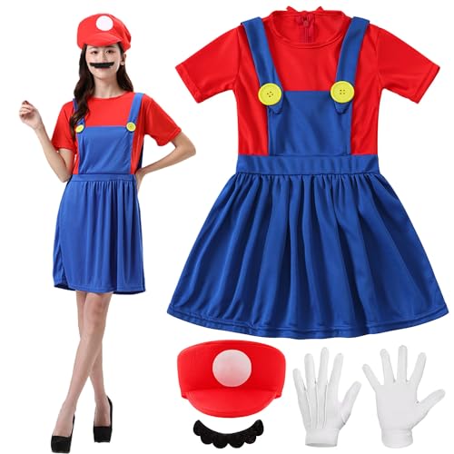 YeahBoom Mario Kostüm Luigi Kostüm Set,Luigi Kostüm,3 Stück Bros Cosplay Kostüm,Damen Herren Jungen Madchen Outfit für Weihnachten Karneval Faschingskostüme von YeahBoom