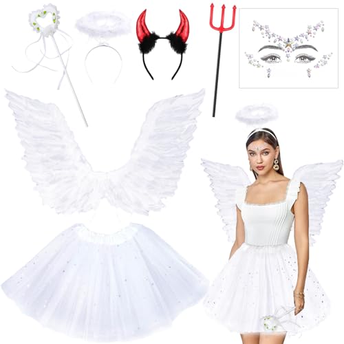 YeahBoom Teufel Kostüm,Teufel und Engel Kostüm,Engels Flügel Kostüm,Schwarzer Engel Kostüm Damen,Tutu Rock Zauberstab Stirnband und Handschuhe Flügel Engel Schwarz für Karneval Kostüm Damen YeahBoom Teufel Kostüm,Teufel und Engel Kostüm,Engels Flügel Kostüm,Schwarzer Engel Kostüm Damen,Tutu Rock Zauberstab Stirnband und Handschuhe Flügel Engel Schwarz für Karneval Kostüm Damen von YeahBoom