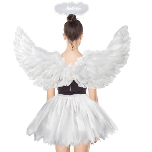 YeahBoom Weiß Engel Kostüm Erwachsene,3 Stück Weiß Engel Kostüm Damen,60cm Engel Flüge,70-110cm Tüllrock Damen,Engel Flügel Damen,Engelsflügel Erwachsene,Tutu-Rock,Engelsflügel Kinder YeahBoom Weiß Engel Kostüm Erwachsene,3 Stück Weiß Engel Kostüm Damen,60cm Engel Flüge,70-110cm Tüllrock Damen,Engel Flügel Damen,Engelsflügel Erwachsene,Tutu-Rock,Engelsflügel Kinder von YeahBoom