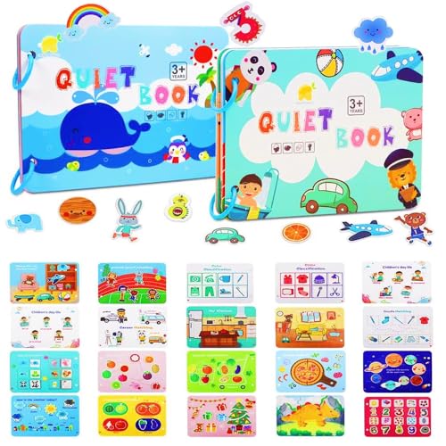 Yeahbo Quiet Book Busy Book ab 2 Jahre, Montessori Spielzeug ab 2 3 4 5 Jahre, 2PCS Motorik Lernspiele Kinder Einschulung Spiele ab 2-5 Jahren, Spielzeug Geschenk Jungen Mädchen 2 3 4 Jahre Yeahbo Quiet Book Busy Book ab 2 Jahre, Montessori Spielzeug ab 2 3 4 5 Jahre, 2PCS Motorik Lernspiele Kinder Einschulung Spiele ab 2-5 Jahren, Spielzeug Geschenk Jungen Mädchen 2 3 4 Jahre von Yeahbo