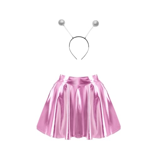 Yeahdor Damen Alien Kostüm Set Metallic Faltenrock mit Alien Stirnband Hohe Taille Minirock Astronautin Space Girl Cosplay Mottoparty Rosa L Yeahdor Damen Alien Kostüm Set Metallic Faltenrock mit Alien Stirnband Hohe Taille Minirock Astronautin Space Girl Cosplay Mottoparty Rosa L von Yeahdor