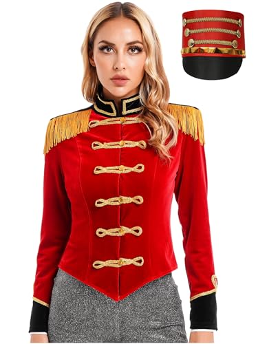 Yeahdor Damen Zirkus Kostüm Ringmaster Samt Blazer mit Hut Fransen Schulter Jacke Mantel Karneval Fasching Cosplay Verkleidung Rot M Yeahdor Damen Zirkus Kostüm Ringmaster Samt Blazer mit Hut Fransen Schulter Jacke Mantel Karneval Fasching Cosplay Verkleidung Rot M von Yeahdor