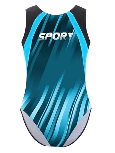 Yeahdor Damen - und Mädchens Sportliche Sleeveless Gymnastik - Leotard Druckdesign für Gymnastik - Ballett - Tanz - Performance Blau Grün 122-128 Yeahdor Damen - und Mädchens Sportliche Sleeveless Gymnastik - Leotard Druckdesign für Gymnastik - Ballett - Tanz - Performance Blau Grün 122-128 von Yeahdor