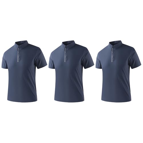 Yeahdor Herren Golf-business-shirt Aus Kühlem Seide-material, Hautfreundlich Und Bequem, Mit Stehkragen, Businessfreizeitlich, Modern Und Trendy, Kurzärmlig Dunkelblau L Yeahdor Herren Golf-business-shirt Aus Kühlem Seide-material, Hautfreundlich Und Bequem, Mit Stehkragen, Businessfreizeitlich, Modern Und Trendy, Kurzärmlig Dunkelblau L von Yeahdor