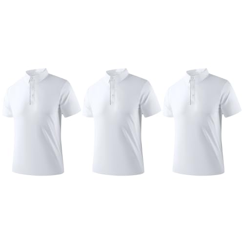 Yeahdor Herren Golf-business-shirt Aus Kühlem Seide-material, Hautfreundlich Und Bequem, Mit Stehkragen, Businessfreizeitlich, Modern Und Trendy, Kurzärmlig Weiß 4XL von Yeahdor