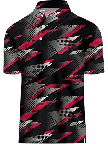 Yeahdor Herren Golf-knopfhemd Mit Karomuster, Umschlagkragen, 3d-digitaldruck, Kurzarm, Locker, Leger Und Minimalistisch Typ N 4XL Yeahdor Herren Golf-knopfhemd Mit Karomuster, Umschlagkragen, 3d-digitaldruck, Kurzarm, Locker, Leger Und Minimalistisch Typ N 4XL von Yeahdor
