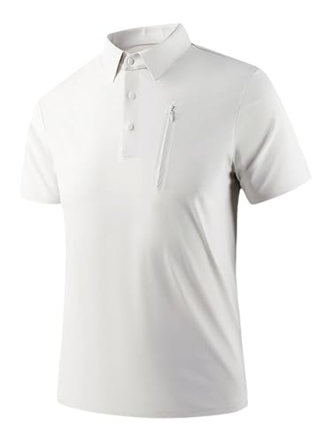 Yeahdor Hochwertiges Neues Sommer-ice-silk-golf-t-shirt Für Herren, Umschlagkragen, Nahtlos, Casual & Sportlich Elfenbein 5XL von Yeahdor