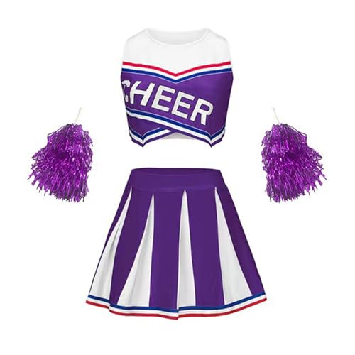 Yeahdor Kinder Mädchen Cheer Leader Kostüm Ärmellos Crop Top mit Faltenrock Pailletten Pompoms Set Cheerleading Cosplay Karneval Fasching Violett 122-128 Yeahdor Kinder Mädchen Cheer Leader Kostüm Ärmellos Crop Top mit Faltenrock Pailletten Pompoms Set Cheerleading Cosplay Karneval Fasching Violett 122-128 von Yeahdor