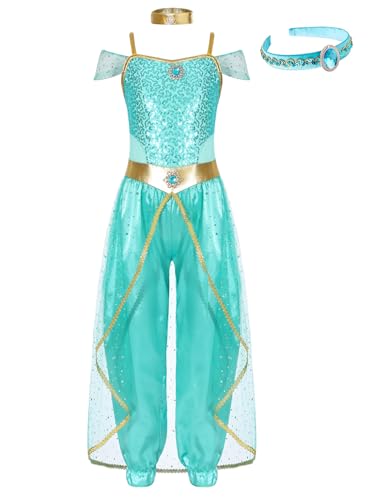 Yeahdor Kinder Mädchen Prinzessin Kostüm Indische Prinzessin Kostüm Bauchtanz Overall mit Stirnband Halsband Fasching Cosplay Hellgrün 170 Yeahdor Kinder Mädchen Prinzessin Kostüm Indische Prinzessin Kostüm Bauchtanz Overall mit Stirnband Halsband Fasching Cosplay Hellgrün 170 von Yeahdor