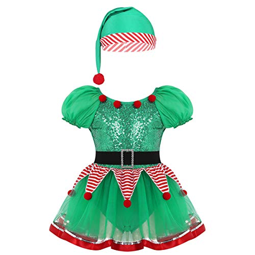 Yeahdor Kinder Mädchen Weihnachten Kleid Elfenkostüm mit Pailletten Tanz Kleid Tutu Rock Weihnachtsmütze Tanzkostüm Karneval Fasching Grün 146-152 Yeahdor Kinder Mädchen Weihnachten Kleid Elfenkostüm mit Pailletten Tanz Kleid Tutu Rock Weihnachtsmütze Tanzkostüm Karneval Fasching Grün 146-152 von Yeahdor