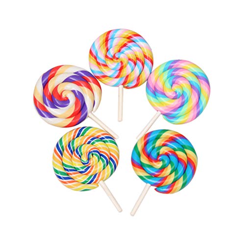 YeahiBaby 5 Stück große Simulation Lollipop Ton, weich, DIY, Handy, Schreibwaren, Box, Kinder, Hüte, Schlüsselanhänger, Spielzeug (zufällige Farbe) von YeahiBaby
