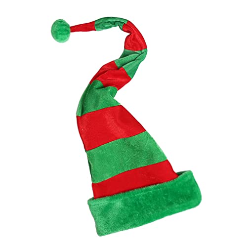 YeahiBaby Weihnachtsmützen Elfen Hut mit Pompon Lange Nikolausmützen Winter Mütze Weihnachten Party Gastgeschenk (Rot und Grün) von YeahiBaby
