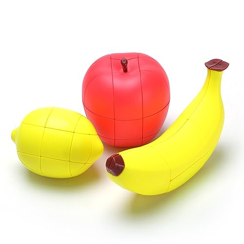 Yealvin Speed Cube Set, 3D Fruchtwürfel Set aus Banane, Zitrone und Apfel Magischer Würfel Bündel Kinder Lernspielzeug Puzzle Würfel Brain Teaser 3er Pack von Yealvin