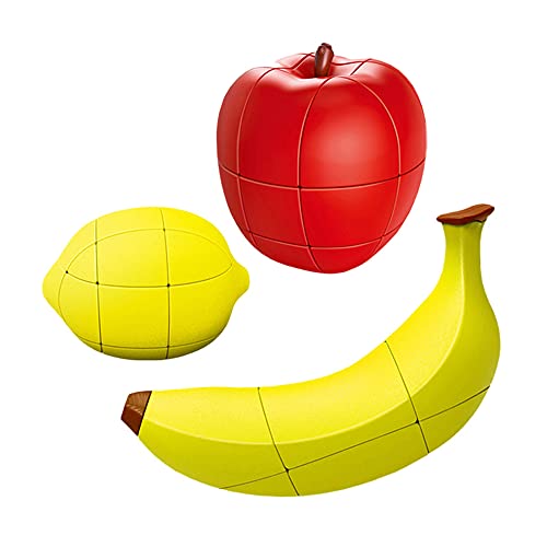 Yealvin Speed Cube Set, 3D Fruit Cube Set von Banane Zitrone und Apfel Magic Cube Bundle Kinder Pädagogisches Spielzeug Puzzle Würfel Gehirn Teaser 3 Pack von Yealvin