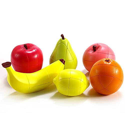 Yealvin Speed Cube Set, 3D Obst Würfel Set Pfirsich Zitrone Orange Banane Apfel und Birne Magic Cube Bundle Kinder Lernspielzeug Puzzle Würfel Gehirn Teaser 6 Pack von Yealvin