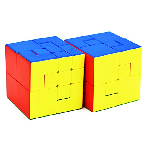 Yealvin Speed Cube Set, Magic Cube Bundle of Puppet Cube V1 and V2 Stickerles Bandaged Magic Speed Cube Puzzle Cube Brain Teasers 2 Pack von Yealvin
