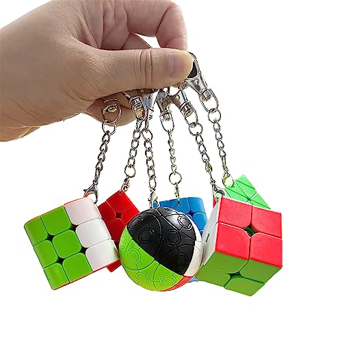 Yealvin Zauberwürfel Schlüsselanhänger Set, 6 Stück Speed Cube Set 2x2 3x3 Dreiflächiger Zauberwürfel Pyramide Zylinder und Magic Ball Cubes Schlüsselanhänger Mini Cube Bundle mit Geschenkbox Yealvin Zauberwürfel Schlüsselanhänger Set, 6 Stück Speed Cube Set 2x2 3x3 Dreiflächiger Zauberwürfel Pyramide Zylinder und Magic Ball Cubes Schlüsselanhänger Mini Cube Bundle mit Geschenkbox von Yealvin