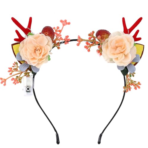 Yean Haarreif Leuchtender Geweih Haarreifen mit LED Rentier Blume Stirnband mit Karneval Haarschmuck für Kinder Erwachsene Yean Haarreif Leuchtender Geweih Haarreifen mit LED Rentier Blume Stirnband mit Karneval Haarschmuck für Kinder Erwachsene von Yean